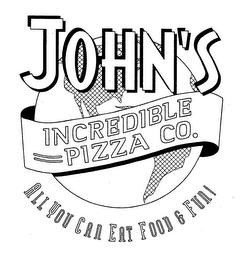 JOHN'S INCREDIBLE PIZZA CO. ALL YOU CAN EAT FOOD & FUN! trademark