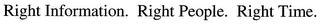 RIGHT INFORMATION. RIGHT PEOPLE. RIGHT TIME. trademark