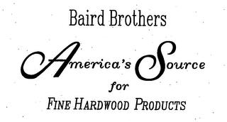 BAIRD BROTHERS AMERICA'S SOURCE FOR FINE HARDWOOD PRODUCTS trademark