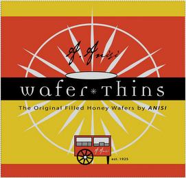 A. ANISI WAFER * THINS THE ORIGINAL FILLED HONEY WAFERS BY ANISI EST. 1925 A. ANISI trademark