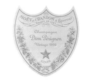 MOET ET CHANDON À EPERNAY FONDÉE EN 1743 CHAMPAGNE DOM PÉRIGNON VINTAGE 1996 BRUT PRODUCT OF FRANCE trademark