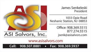 ASI ASI SALVORS, INC. WWW.ASISALVORS.COM JAMES SENKELESKI PRESIDENT 1033 OPIE ROAD NESHANIC STATION, NJ 08853 trademark