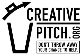 CREATIVE PITCH.ORG DON'T THROW AWAY YOUR CHANCE TO HELP. trademark