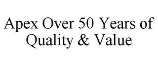 APEX OVER 50 YEARS OF QUALITY & VALUE trademark