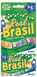 REAL BRASIL PREPAID PHONE CARD QUALITY CALLS FROM IBASIS LOCAL & TOLL FREE ACCESS $5 trademark