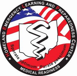 HOMELAND EMERGENCY LEARNING AND PREPAREDNESS CENTER MEDICAL READINESS SPERATE OPTIMUM PARATE PESSIMUM trademark