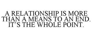 A RELATIONSHIP IS MORE THAN A MEANS TO AN END. IT'S THE WHOLE POINT. trademark