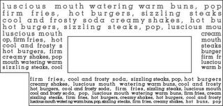 LUSCIOUS MOUTH WATERING WARM BUNS, POP FIRM FRIES, HOT BURGERS, SIZZLING STEAKS COOL AND FROSTY SODA CREAMY SHAKES, HOT BU HOT BURGERS, SIZZLING STEAKS, POP, LUSCIOUS MOU LUSCIOUS MOUTH CREAM OP, FIRM FRIES, HOT MOUTH COOL AND FROSTY S STEAKS HOT BURGERS, FIRM BURGER CREAMY SHAKES, POP FIRM FR MOUTH WATERING WARM LUSCIOU SIZZLING STEAKS, COOL WARM B FIRM FRIES, COOL AND FROSTY SODA, SIZZLING STEAK trademark
