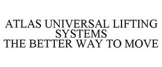 ATLAS UNIVERSAL LIFTING SYSTEMS THE BETTER WAY TO MOVE trademark