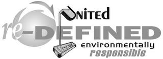 UNITED RE-DEFINED ENVIRONMENTALLY RESPONSIBLE UNITED trademark