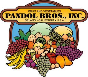 FRUITS AND VEGETABLES PANDOL BROS., INC. DELANO · CALIFORNIA · U.S.A. trademark