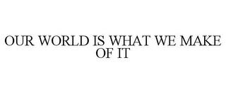 OUR WORLD IS WHAT WE MAKE OF IT trademark