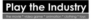 PLAY THE INDUSTRY THE MOVIE VIDEO GAME ANIMATION CLOTHING TOYS trademark