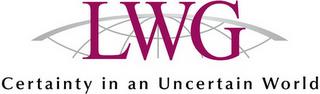 LWG CERTAINTY IN AN UNCERTAIN WORLD trademark