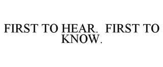 FIRST TO HEAR. FIRST TO KNOW. trademark