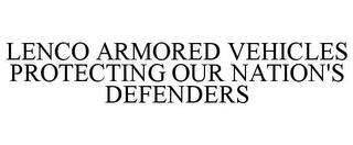 LENCO ARMORED VEHICLES PROTECTING OUR NATION'S DEFENDERS trademark