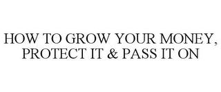 HOW TO GROW YOUR MONEY, PROTECT IT & PASS IT ON trademark