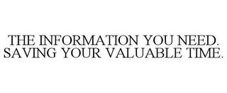 THE INFORMATION YOU NEED. SAVING YOUR VALUABLE TIME. trademark