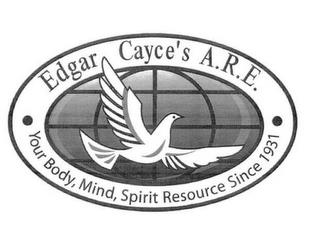 EDGAR CAYCE'S A.R.E. YOUR BODY, MIND, SPIRIT RESOURCE SINCE 1931 trademark