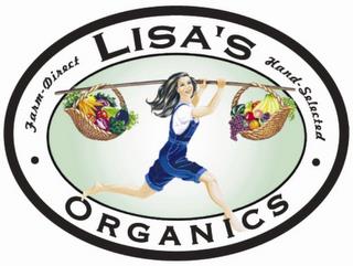 LISA'S ORGANICS · FARM-DIRECT HAND-SELECTED · trademark