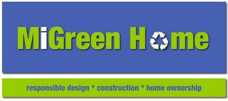 MIGREEN HOME RESPONSIBLE DESIGN * CONSTRUCTION * HOME OWNERSHIP trademark