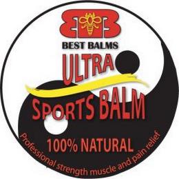 BB BEST BALMS ULTRA SPORTS BALM 100% NATURAL PROFESSIONAL STRENGTH MUSCLE AND PAIN RELIEF trademark