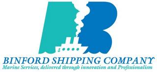 BINFORD SHIPPING COMPANY MARINE SERVICES, DELIVERED THROUGH INNOVATION AND PROFESSIONALISM trademark