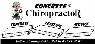 CONCRETE CHIROPRACTORX CONCRETE LEVELING SERVICE MOTHER NATURE MAY SHIFT IT....CALL THE DOCTOR TO LIFT IT! trademark