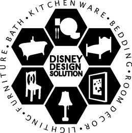 DISNEY DESIGN SOLUTION · BATH · KITCHENWARE · BEDDING · ROOM DÉCOR · LIGHTING · FURNITURE trademark