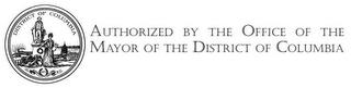 AUTHORIZED BY THE OFFICE OF THE MAYOR OF THE DISTRICT OF COLUMBIA DISTRICT OF COLUMBIA 1871 CONSTITUTION JUSTITIA OMNIBUS trademark