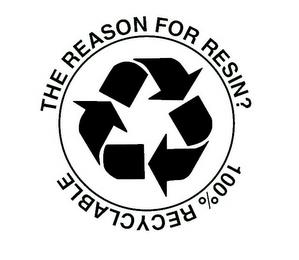 THE REASON FOR RESIN? 100% RECYCLABLE trademark