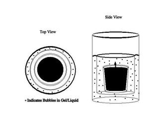 TOP VIEW SIDE VIEW INDICATED BUBBLES IN GEL/LIQUÆID trademark