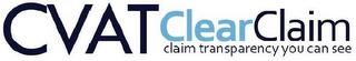 CVAT CLEARCLAIM CLAIM TRANSPARENCY YOU CAN SEE trademark