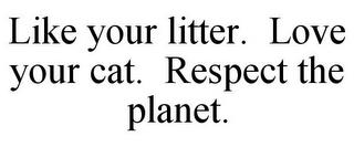 LIKE YOUR LITTER. LOVE YOUR CAT. RESPECT THE PLANET. trademark