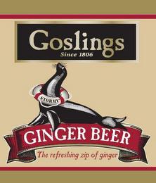 GOSLING'S SINCE 1806 STORMY GINGER BEERTHE REFRESHING ZIP OF GINGER trademark