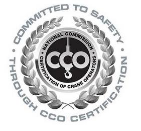 COMMITTED TO SAFETY · THROUGH CCO CERTIFICATION · NATIONAL COMMISSION · CERTIFICATION OF CRANE OPERATORS · CCO trademark