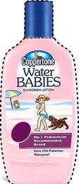 COPPERTONE WATER BABIES SUNSCREEN LOTION NO.1 PEDIATRICIAN RECOMMENDED BRAND EXTRA UVA PROTECTION WATERPROOF trademark