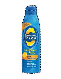 S COPPERTONE SPORT SUNSCREEN CLEAR NO-RUB SPRAY CONTINUOUS SPRAY ULTRA SWEATPROOF WATERPROOF BROAD SPECTRUM UVA/UVB PROTECTION SPRAYS AT ANY ANGLE trademark