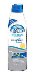 COPPERTONE ULTRAGUARD SUNSCREEN CONTINUOUS SPRAY CLEAR NO-RUB SPRAY BROAD SPECTRUM UVA/UVB PROTECTION WATERPROOF QUICK & EVEN COVERAGE SPRAYS AT ANY ANGLE trademark