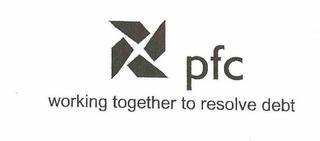 PFC WORKING TOGETHER TO RESOLVE DEBT trademark