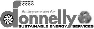 GETTING GREENER EVERY DAY DONNELLY SUSTAINABLE ENERGY SERVICES trademark