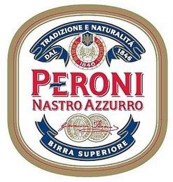 PERONI NASTRO AZZURRO TRADIZIONE E NATURALITA DAL 1846 BIRRA SUPERIORE trademark