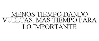 MENOS TIEMPO DANDO VUELTAS, MAS TIEMPO PARA LO IMPORTANTE trademark
