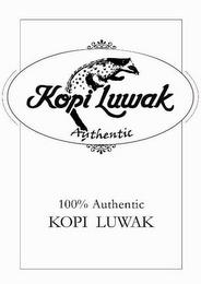 KOPI LUWAK AUTHENTIC 100% AUTHENTIC KOPILUWAK trademark