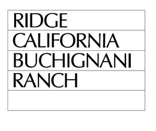 RIDGE CALIFORNIA BUCHIGNANI RANCH trademark