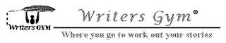 THE WRITERS GYM, WHERE YOU GO TO WORK OUT YOUR STORY trademark