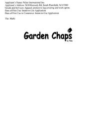 GARDEN CHAPS trademark