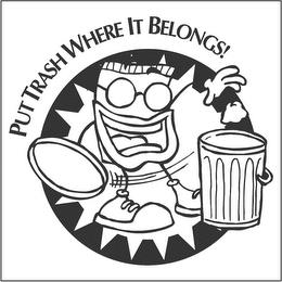 PUT TRASH WHERE IT BELONGS! trademark