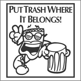 PUT TRASH WHERE IT BELONGS! trademark