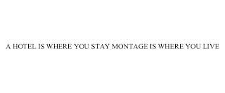 A HOTEL IS WHERE YOU STAY MONTAGE IS WHERE YOU LIVE trademark